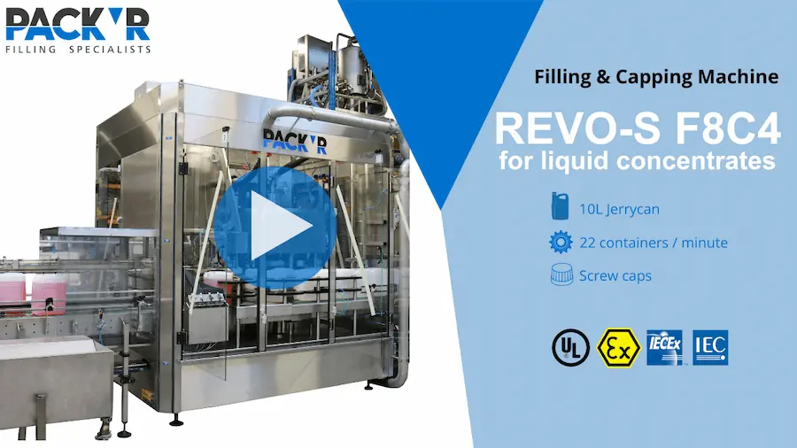ATEX Filling and Capping machine for liquid concentrates-REVO-S F8C4