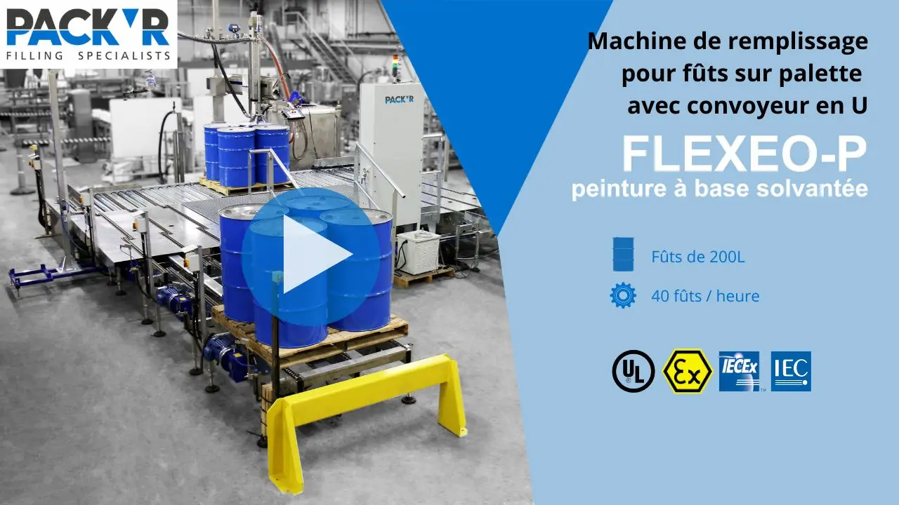 machine de remplissage certifiée ATEX - FLEXEO-P avec convoyeur